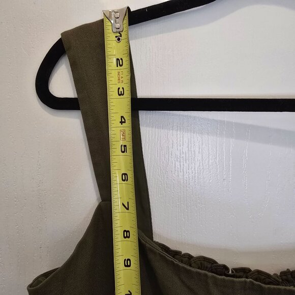 Sachin & Babi Olive Green Laura Dress Size 14 With Ruffled Eyelet Hem Made In In - Picture 13 of 16